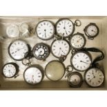 COLLECTION OF H/M SILVER POCKET WATCHES ETC