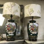 PAIR LARGE CERAMIC TABLE LAMPS - BASES = 35CMS (H)
