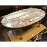 OVAL MARBLE TOP COFFEE TABLE