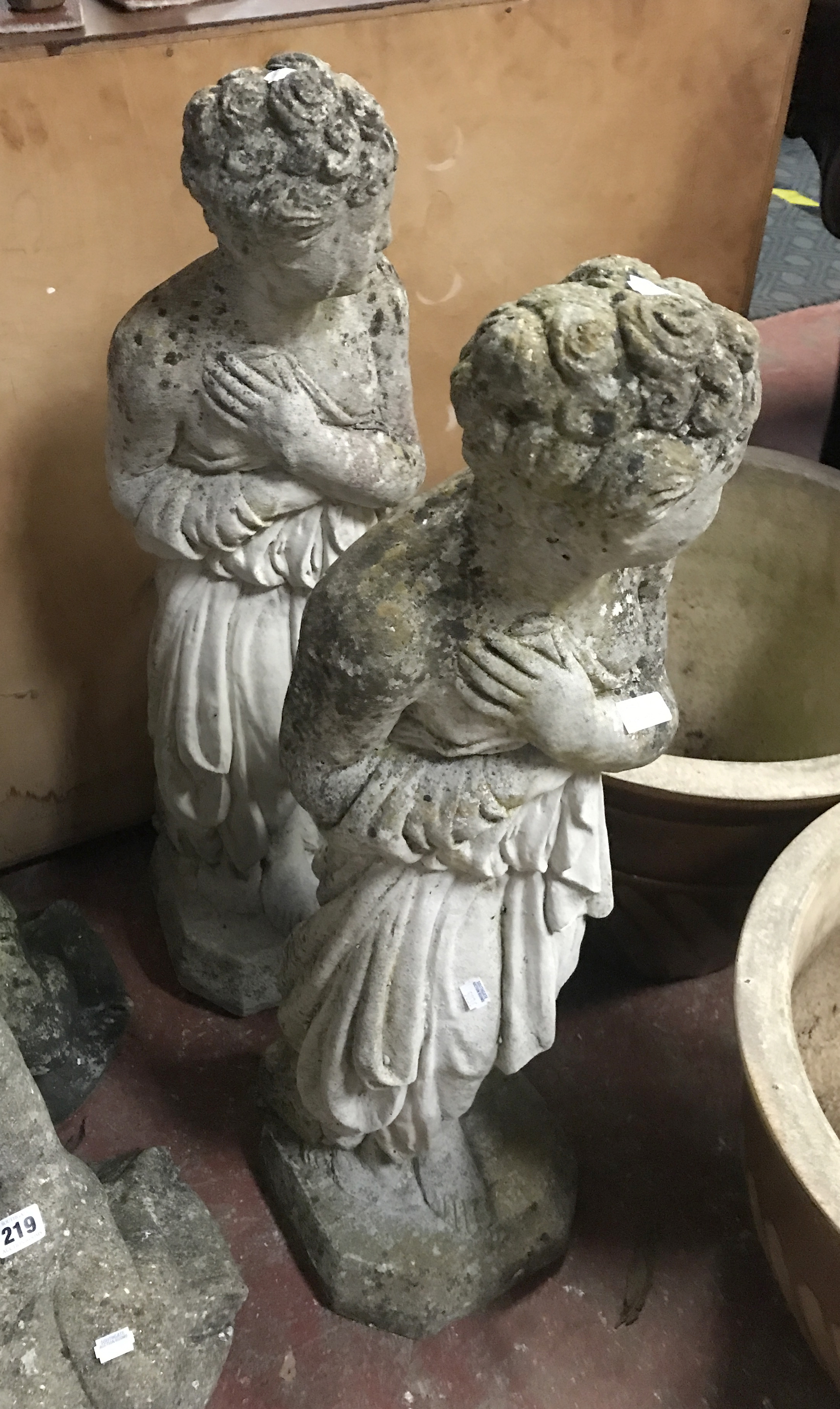 PAIR OF LADY GARDEN FIGURES