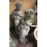 PAIR OF LADY GARDEN FIGURES