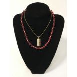 RUBY NECKLACE & PENDANT 14K GILT SILVER