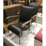 PAIR BLACK LEATHER COCKTAIL CHAIRS