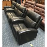 SCS 2 SEATER FINN SOFA & 2 RECLINERS IN BLACK LEATHER