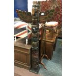 SOLID CARVED TOTEM POLE