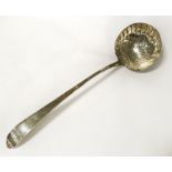 GEORGIAN IRISH H/M SILVER LADLE - 36CM LENGTH