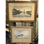 TWO SIGNED WATERCOLOURS 42CMS X 23CMS - SIGNED