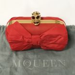 ALEXANDER MCQUEEN CLUTCH BAG WITH GOLD SKULL HEAD CLASP