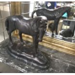 BRONZE HORSE ON MARBLE BASE 23CM (H) APPROX