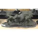 BRONZE MOOSE ON MARBLE BASE 27CM (H) X 60CM (W)