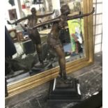 BRONZE DECO STYLE GIRL ON MARBLE BASE 42CM (H)