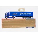 Universal Hobbies Renault Magnum Curtainside Trailer - Husqvarna - In Corgi Box