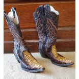 A pair of vintage Mexican ladies snakeskin cowboy boots, by Corral Boots, US size 7.5, UK 5.5.