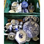 Ringtons and Spode blue & white china in two boxes.