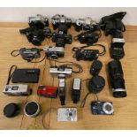 Various SLR camera's to include Nikon F90X with 70-210 lens, Pentax MZ-50, Canon EOS 500, Praktica