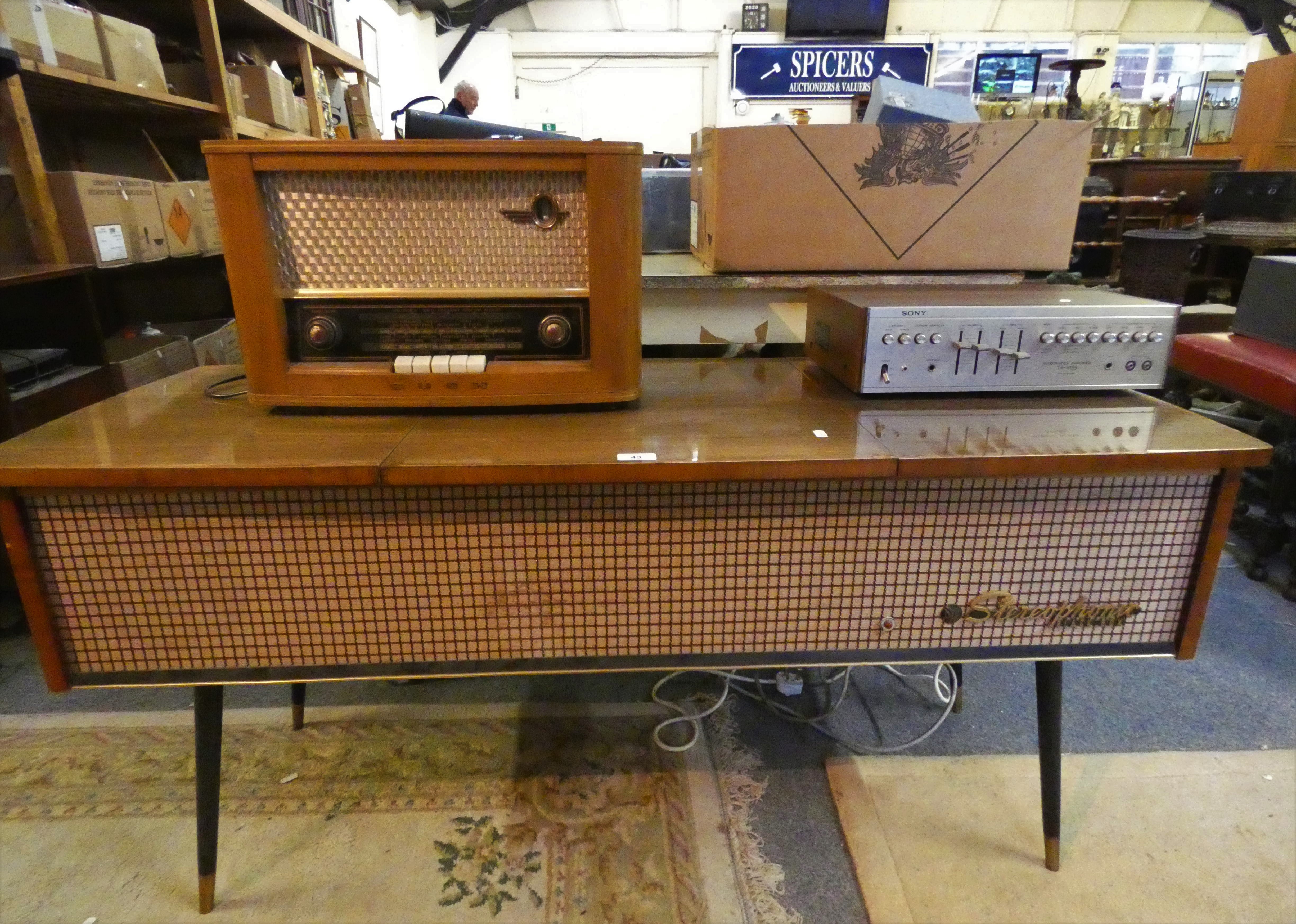 A Pye Stereophoe Black Box radiogram with Garrad deck, with additional Sony integrated amplifier - Image 2 of 2