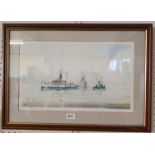 Two framed David Bell prints, signed, and a framed print of Victoria Quay, Hull, 1895. (3)