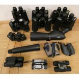 Twelve pairs of binoculars, to include Bell & Howell, Horolux, Zenith and two monocular's.