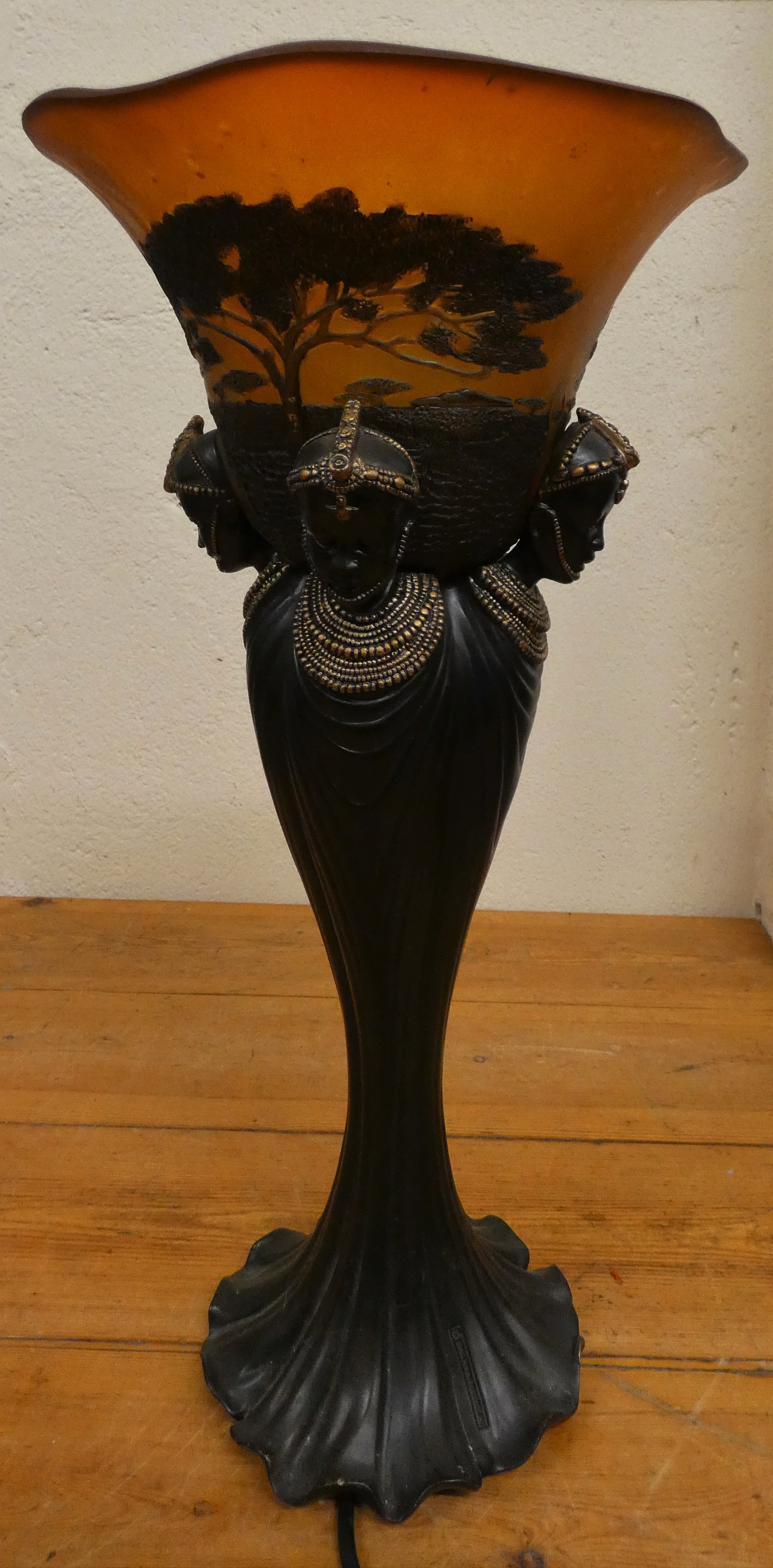 A Soul Journeys Maasai Dusk resin table lamp, 46 cm.