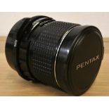 A Takumar for Ashahi Pentax 6 x 7 SMC 55/4 lens, case.