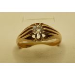 A Victorian 18ct gold single stone diamond ring, 4 gms, size Q 1/2.