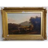 A guilt framed oil 'The Conway Valley' Wales. E.H Holder 1873 (damaged)