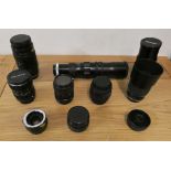 Various lens, to include Canon zoom 70-210, Miranda Macro 70-210, Pentax 28-80, Tokina 28-70,