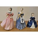 Three Royal Doulton figurines, Debbie, HN 2385, Adrienne, HN 2304 and Camellia, HN 2222 (3).