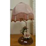 A china floral lamp with shade and four other table lamps (5).