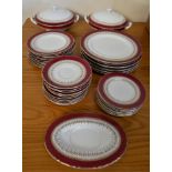 A Royal Worcester Regency pattern part dinner service, 12 x 15cm side plates, 12 saucers, 11 x 20 cm