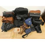 A large quantity of camera cases