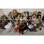 A Victorian crawling wind up small doll, lacking one leg and a large collection of dolls (5).
