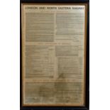 A LNER framed and glazed notice, Bye-laws and regulations, 1926, 109 x 71 cm.