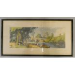 Three railway carriage prints, The River Wharfe, Ilkley, Burton on the Water and Dryburgh Abbey,