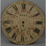 An enamel clock face, marked BR(NE) 7051, diameter 45.5 cm.