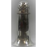 A L.N.E.R. electroplated tower shape sugar castor, with screw cap, 15 cm.