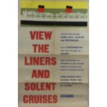 A British Rail (SR) double royal poster, View the liners and Solent cruises, issued in the 1970's.