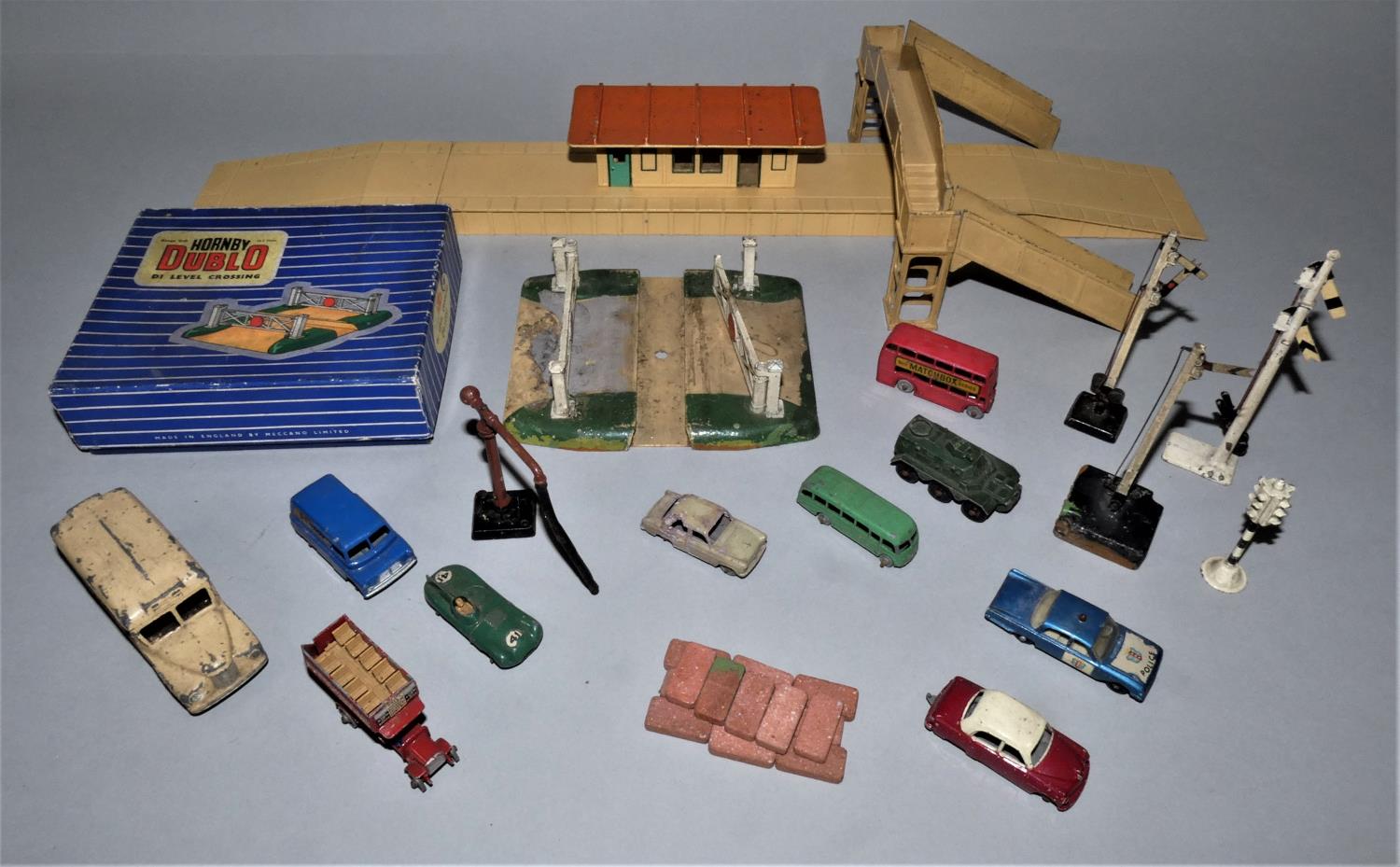 A collection of model railway power control units, untested and model railway station accessories (