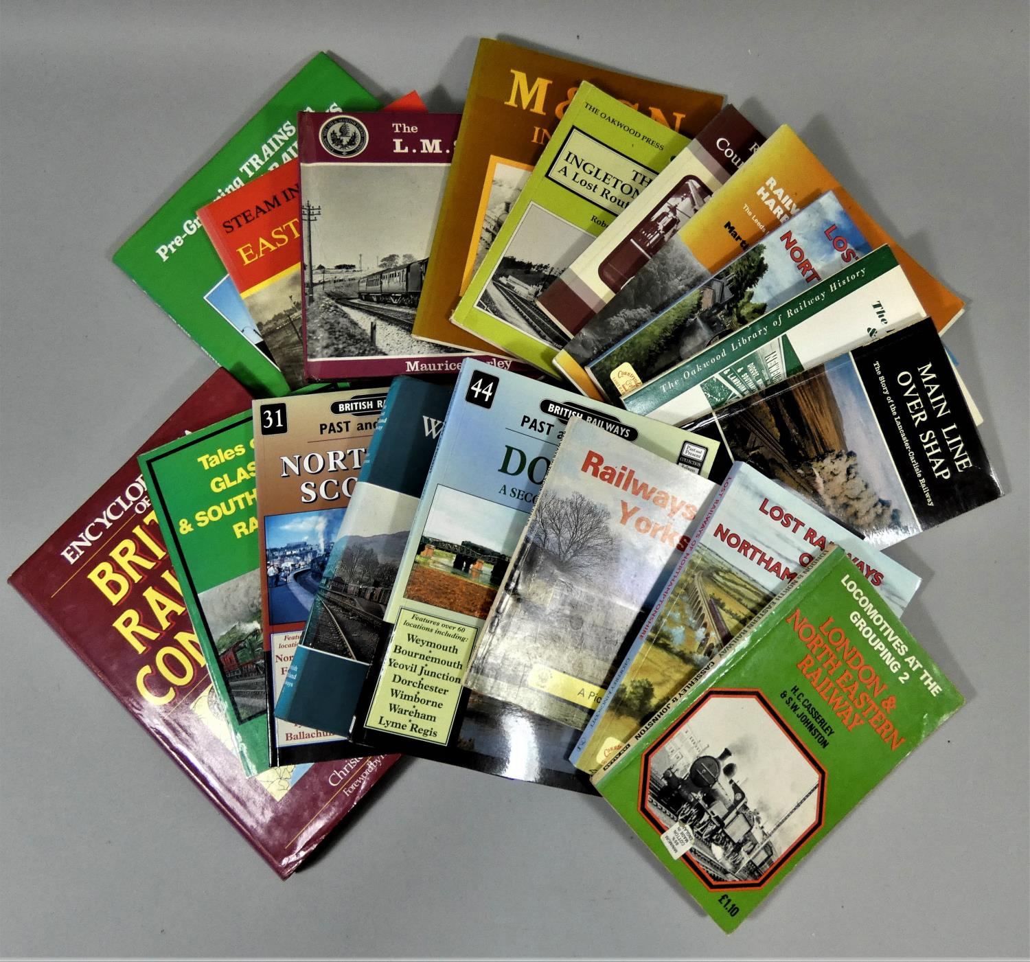 A collection of 18 railway related books, to include The LNER companies and LMS scene.