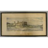 Three railway carriage prints, Linlithgow Palace, Maldon and Felixstowe Ferry, later framed and