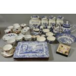 A collection of Churchill and other blue and white china and other china.