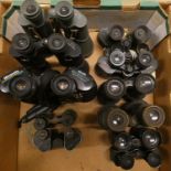 A collection of seventeen pairs of binoculars, makers to include, Miranda, Tasco, Beck Kassel, and