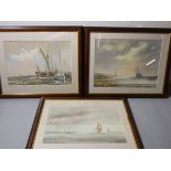 T.M. Jameson, sailing vessels, three watercolours (3)