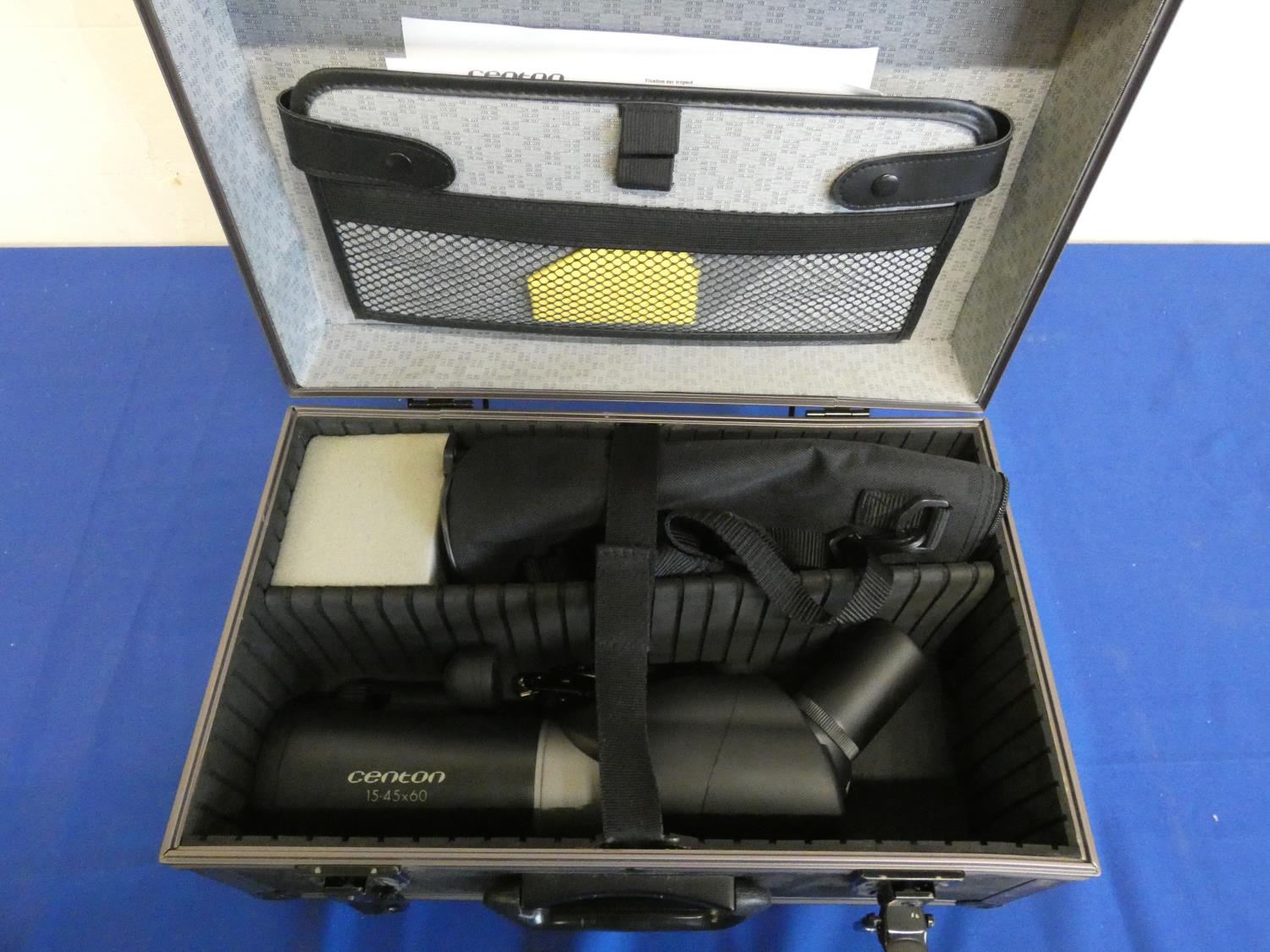 A Centon 15-45 x 60 spotting scope in hard case