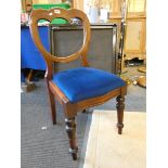 A Victorian mahogany set of 4 serpentine fronted Campaign balloon back dining chairs, the front rail