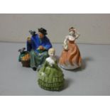 Royal Doulton figurine 'Tuppence a Bag' HN 2320 Royal Doulton 'Belle' HN 2340 and a Coalport