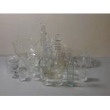 Two boxes of glassware including, decanters, vases, bowls, ice bucket and a set of dessert