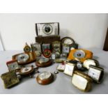 A 1960s Metamec mantle clock, together with various other mantle, travel, and carriage clocks.