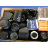 A collection of camera lens, to include Sigma zoom 70-210, Canon 75-300, Tamron 70-210, Vivitar 70-