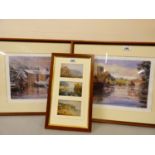 A quantity of plateware to include, cased & loose cutlery, three framed photos of coastal scenes,